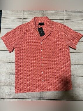 Outclass Sun Burst Jacquard Havana Shirt Size L Men's Short Sleeve